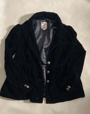 Tulle Black Velvet Peplum Blazer Jacket Size L